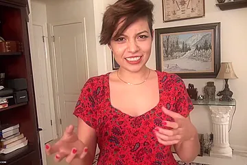 Natural petite spreading her hairy pussy - porn video