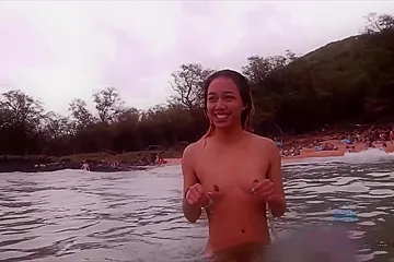 Aria Skye Is So Happy On The Beach With You - porn video