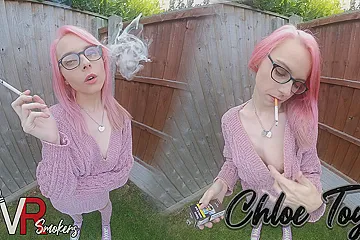 Smoking In The Garden; Sexy Pornstar Softcore Solo With Chloe Toy - porn video