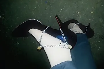 Amateur Lady Is Forced To Walk Long Distance In Her Sexy Black High Heel Shoes - porn video