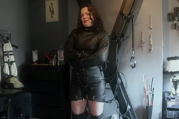 Girl Strapped Into A Fetters Leather Straitjacket - porn video