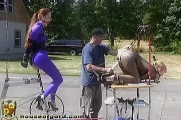 Bicycle Powered Machine Fucking In Bondage - porn video