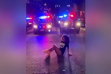 On The Floor For Police At Protest - porn video