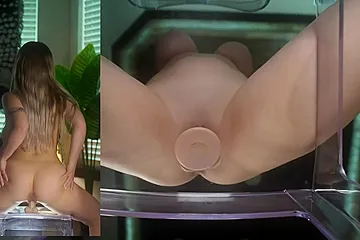 Horny Girl With Big Tits Is Riding A Massive Dildo And - porn video
