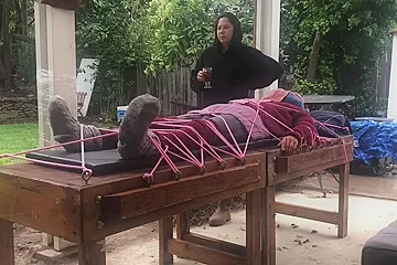 Wool Mohair Layers Of Sweaters On A Bondage Table - porn video