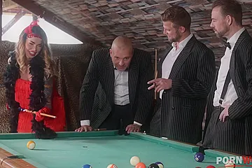 Double Penetrated By Three Guys On A Pool Tabl P1 - porn video