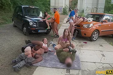 Ariana Van X, Sweet Cat And Rebecca Volpetti - Three Insatiable Bitches Getting Fucked In Public - porn video
