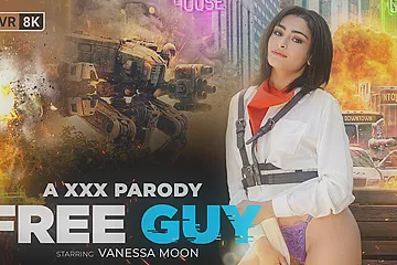 Vanessa Moon - Free Guy (a Xxx Parody) - Hot Brunette Babe In Glasses - porn video