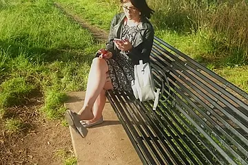 Tattooed Redheaded Girl Caught At The Bus Stop Dangling Her Shoe - porn video