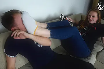 Bossy Girlfriend Uses Her Smelly Feet In Socks To Humiliate Her Boyfri - porn video