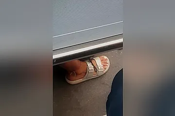 Candid Feet With White Painted Toenails Of A Cute Brunette teen (faces (18+) - porn video