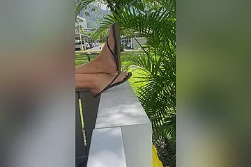 Amateur Girlfriend With Feet Dangling Her Flip-flops Outdoo With Super Sexy - porn video