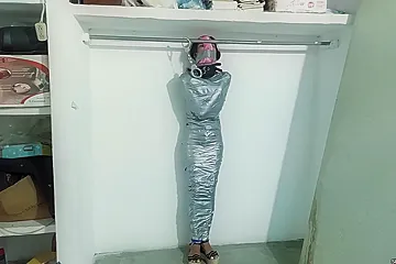 Panty Hooded Mummy Locked Up In The Attic - porn video