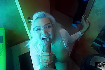 Johnny Love And Adaline Star - Curvy Blonde Chick With Glasses Gets Fucked On Leather Couch - porn video