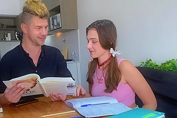 Sexy Student 18+ Sucks Teachers Dick Under The Table - porn video