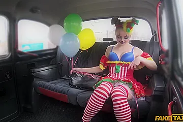 Driver Fucks Cute Valentine Clown Lady Bug - porn video