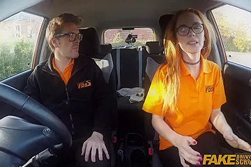 Fake Driving Instructor Fucks His Cute Ginger Teen Student In The Car And Gives Her A Creampie (18+) - porn video