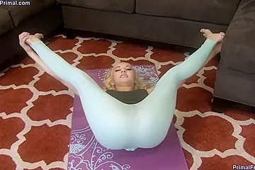 Stepsisters Moist Yoga Snatch Teases Rod Until Her Titties Are Overspread In Cum - porn video