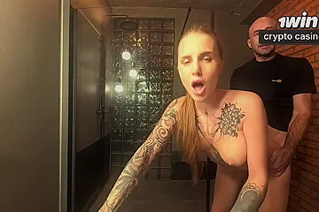 Neighbor Almost Caught By Wife At Window, Instead He Destroyed My Pussy Hard In Shower - porn video