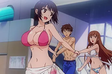 Hentai step beauty sits deep for fast bare bounce on bench - porn video